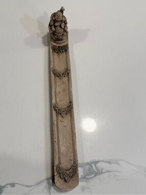 Decorative Beige Resin Incense Holder with Figure Accent